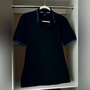 BOSS Phillipson 115 Mercerized Polo - Black/Blue - Size L - Like New